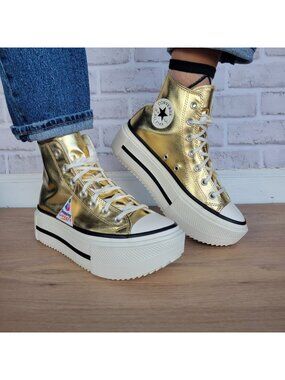 ⭐Converse Chuck Taylor Lift Double Stack Gold 7.5 Women's Shoes Sneakers A15164C